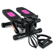 CostwayMini Stepper with Resistance Bands and Adjustable Height for Exercise at Home-Black