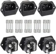 yuoseg 1 Set AC 250V 10A 2 in 1 Mount Inlet Module Plug Socket Power Entry Connector Male Blades with 10A Fuse(Pack of 6Pcs)