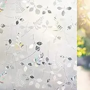 LEMON CLOUD Window Privacy Film Stained Static Cling Glass Film 3D Decorative Colorful Glass Window Sticker,Privacy Frosted Covering for Home Sliding Door(23.6In. by 157.4In, Rainbow Leaf)