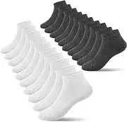 [Falechay] 10 Pairs Children's Trainer Socks Boys Girls Children's Socks Short Socks Cotton Sports Socks, 5 x white + 5 x grey, 31-34