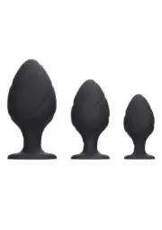 Ouch! - Silicone Swirled Butt Plug Set Black