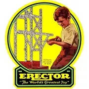 GILBERT ERECTOR SET YELLOW BACKGROUND SELF ADHESIVE STICKER BOX LABEL Parts