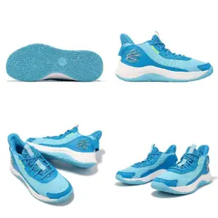 【UNDER ARMOUR】籃球鞋 Curry 3Z7 男鞋 藍 白 Curry 咖哩 子系列 緩衝 高筒 運動鞋 UA(3026622401)