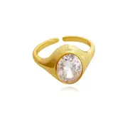 Culturesse Eleonore Sterling Silver Austrian Zircon Open Ring 18K Gold Plating