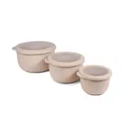 Set of 3 Stackable Microwave Bowls With Clear Lids Food Storage Containers NEW