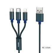 3 in 1 Magnetic Charging Cable Remax Android Micro USB Type C Lightning White