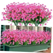 Bundles Outdoor Artificial Fake Flowers No Fade UV Resistant Faux 20 Pink