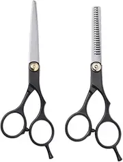 FOMIYES 2PCS Professional Haircut Scissors Ergonomic Hairdressing Shears for Barbers and Home Use Includes Teeth Scissors Durable Resistant Design