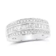 10kt White Gold Mens Baguette Diamond Wedding Band Ring 7/8 Cttw Size 10