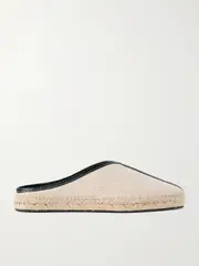 [TOTEME] TOTEME - Leather-trimmed Canvas Slippers - Ecru - IT36 IT 36 Ecru