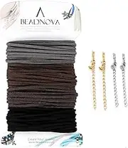 BEADNOVA Fiber Lace Flat Leather Cord for Jewelry Making (4 Colors) (Classic Earth Tone Color, 3mm)