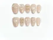 Hand Pressed Nails Oval Nude Translucent Reusable Fake Nails