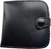 [Lorenz] Men's Leather Square Tray Coin Purse with Section for Notes, Black, M, Coin Pouch