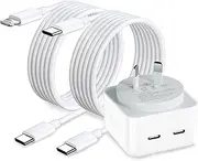 USB C Charger, 35W USB C Fast Charger with iPhone Charger Cable + USB C Charger Cable, Dual USB C Charger Wall Charger, Phone Charger for iPhone 16/15/14/13/12/11/X/iPad/Samsung/OPPO