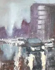 Original PAUL MITCHELL Oil Art Painting Urban Impressionism 10" X 12" D