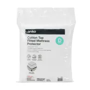 Cotton Top Fitted Mattress Protector - Double Bed, White