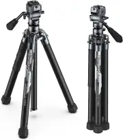 F38 Video Travel Tripod 61.4 Lightweight Carbon Fiber Camera Tripod with Quick