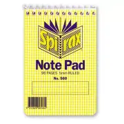 Spirax 560 Notepad 96 Pages 5mm Ruled Sprial Top Opening School Book 112X77MM