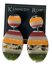 Vintage Kennedy Row Earrings Dangle Drop Plastic Lucite 2.75” MCM Retro Large