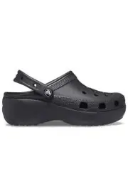 Crocs Unisex Classic Platform Clog W Sandals - Black, Comfortable (US 10)
