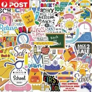 50x Teacher Student Back To School Sticker Pack Waterproof Graffiti Decal Gift