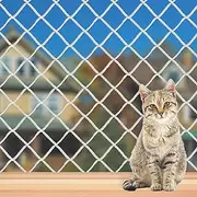 Cat Balcony Net, Large Cat Netting Pet Anti-Fall Safety Netting White Nylon Dogs Cats Climbing Net Pet Mesh Fence for Balcony, Stair, Window, Outdoors (10x19.7ft)