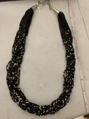 Kewa( Santo Domingo Pueblo) Jet And Clamshell Necklace-Janice Tenorio 25 Strands