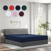 Vency Jersey Fitted Sheet 180 x 200 cm Navy Blue - Fitted Sheet 100% Cotton, Flat Sheet 180 x 200 cm up to 25 cm Mattress Height Navy Blue