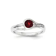 14K White Gold Real Diamond u0026 Garnet Ring