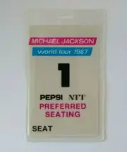 Michael Jackson Bad Preferred Seat # 1 Backstage Pass Original 1987 Concert Tour