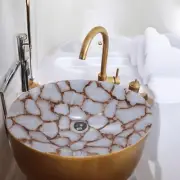 18"x12"x6" White Agate Oval Kitchen Bathroom Hotel Framhouse Housewarming Sink