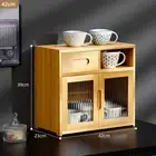 Kitchen Countertop Cupboard Storage Cabinet Bamboo Pantry Sideboard with Door