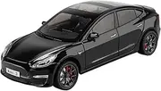 Scale Finished Model Car 1/24 Fit for Tesla MODEL3 SUV with Sound and Light Diecast Car Model Scale Vehicle Collection Miniature Replica Car(Black)