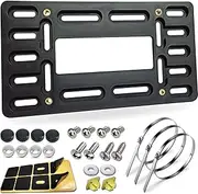 BGGTMO License Plate Bracket Holder- Front License Plate Mounting Kit, Universal Bumper Car Tag Frame Mount Adapter with Stainless Steel Screw Cap, Cable Ties