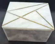 Natural Vintage Grey Marble Rectangular Storage Box with Cover, 4" x 6"