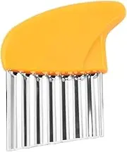 Crinkle Cutter Stainless Steel Potato Carrot Chip Vegetable Crinkle Wavy Chopper Cutter French Fry Slicer (Yellow)