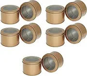 AIMALL 10pcs Iron Can Window Cake Packaging Boxes - Small Round Tin Containers for Biscuits, Cookies, Desserts, Sports & Jewellery Packaging - Grey, Gold, Silver - 3.5"x2.4"