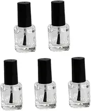 HAPINARY 10pcs Clear Empty Nail Polish Bottles with Brush Inside Square Shaped Refillable Containers for Nail Art Leak Design for Use