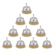 10 Pack Wire Cup Brush with 1/4-Inch Hex Shank, 3 Inch Wire Drill Brush Set for