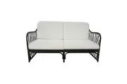 CR Antigua Rattan 2.5 Seater Sofa with Cushion - Black Colour with White Cushion