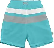 i play. by green sprouts Boys' Trunks with Built-in Reusable Swim Diaper, Aqua/Gray, 0-6 Month
