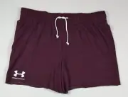 New Under Armour Men's 6" Shorts Rival Terry Cut Off Sweat Burgundy Size XL