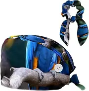 [YTYVAGT] Scrub Caps Women,Scrub Hats Suitable for Women,Blue Parrot Bird Tropical