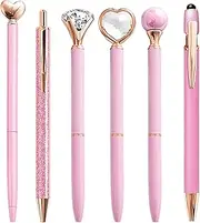 YOXMJDB Pink Pens for Women, 6 Pcs Cute Pens Ballpoint Pen Bulk, 1.0mm Medium Point Black Ink, Office and School Supplies Fancy Nice Pen Gifts for Girls Nurse Teacher (Pink)