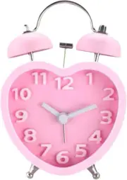 3 Inch Heart Shape Alarm Clock Cute Twin Bell Loud Alarm Clock Battery Operated