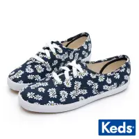 在飛比找momo購物網優惠-【Keds】CHAMPION 印花雛菊綁帶帆布鞋-海軍藍(9