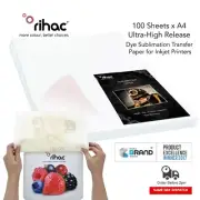A4 Dye Sublimation Transfer Paper - 100 Sheets for inkjet Printing - Rihac