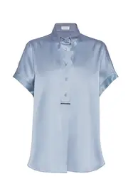 Brunello Cucinelli Satin shirt in Azure at Nordstrom, Size Medium Eu
