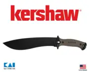 Kershaw 1077tan Camp 10 Tan Fixed Knife 10" 65Mn Blade Full tang Rubber Handle