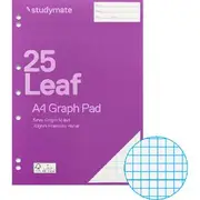 Studymate A4 70gsm 5mm Graph Pad 25 Sheets
